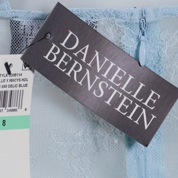 NWT DANIELLE BERNSTEIN LACE THONG BODYSUIT - sz 8 - blue - Picture 6 of 6